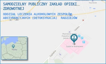 ODDZIAŁ LECZENIA ALKOHOLOWYCH ZESPOŁÓW ABSTYNENCYJNYCH (DETOKSYKACJA) - SAMODZIELNY PUBLICZNY ZAKŁAD OPIEKI ZDROWOTNEJ - SZPITALNA 3,  RADZIEJÓW