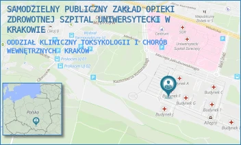 ODDZIAŁ KLINICZNY TOKSYKOLOGII I CHORÓB WEWNĘTRZNYCH - SAMODZIELNY PUBLICZNY ZAKŁAD OPIEKI ZDROWOTNEJ SZPITAL UNIWERSYTECKI W KRAKOWIE - UL. MACIEJA JAKUBOWSKIEGO 2,  KRAKÓW