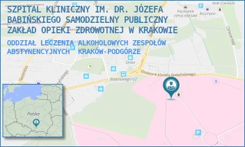 ODDZIAŁ LECZENIA ALKOHOLOWYCH ZESPOŁÓW ABSTYNENCYJNYCH - SZPITAL KLINICZNY IM. DR. JÓZEFA BABIŃSKIEGO SAMODZIELNY PUBLICZNY ZAKŁAD OPIEKI ZDROWOTNEJ W KRAKOWIE - UL. DR. JÓZEFA BABIŃSKIEGO 29,  KRAKÓW-PODGÓRZE