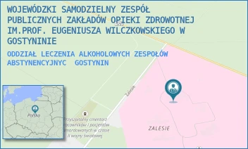 ODDZIAŁ LECZENIA ALKOHOLOWYCH ZESPOŁÓW ABSTYNENCYJNYC - WOJEWÓDZKI SAMODZIELNY ZESPÓŁ PUBLICZNYCH ZAKŁADÓW OPIEKI ZDROWOTNEJ IM.PROF. EUGENIUSZA WILCZKOWSKIEGO W GOSTYNINIE - ZALESIE 1, GOSTYNIN