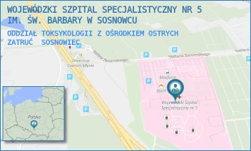 ODDZIAŁ TOKSYKOLOGII Z OŚRODKIEM OSTRYCH ZATRUĆ - WOJEWÓDZKI SZPITAL SPECJALISTYCZNY NR 5 IM. ŚW. BARBARY W SOSNOWCU - UL. PLAC MEDYKÓW 1,  SOSNOWIEC