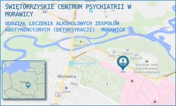 ODDZIAŁ LECZENIA ALKOHOLOWYCH ZESPOŁÓW ABSTYNENCYJNYCH (DETOKSYKACJI) - ŚWIĘTOKRZYSKIE CENTRUM PSYCHIATRII W MORAWICY - SPACEROWA 5,  MORAWICA