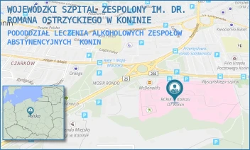 PODODDZIAŁ LECZENIA ALKOHOLOWYCH ZESPOŁÓW ABSTYNENCYJNYCH - WOJEWÓDZKI SZPITAL ZESPOLONY IM. DR. ROMANA OSTRZYCKIEGO W KONINIE - KARDYNAŁA S. WYSZYŃSKIEGO 1,  KONIN